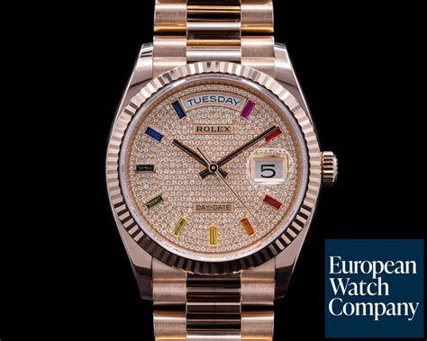 rolex day date rose gold rainbow